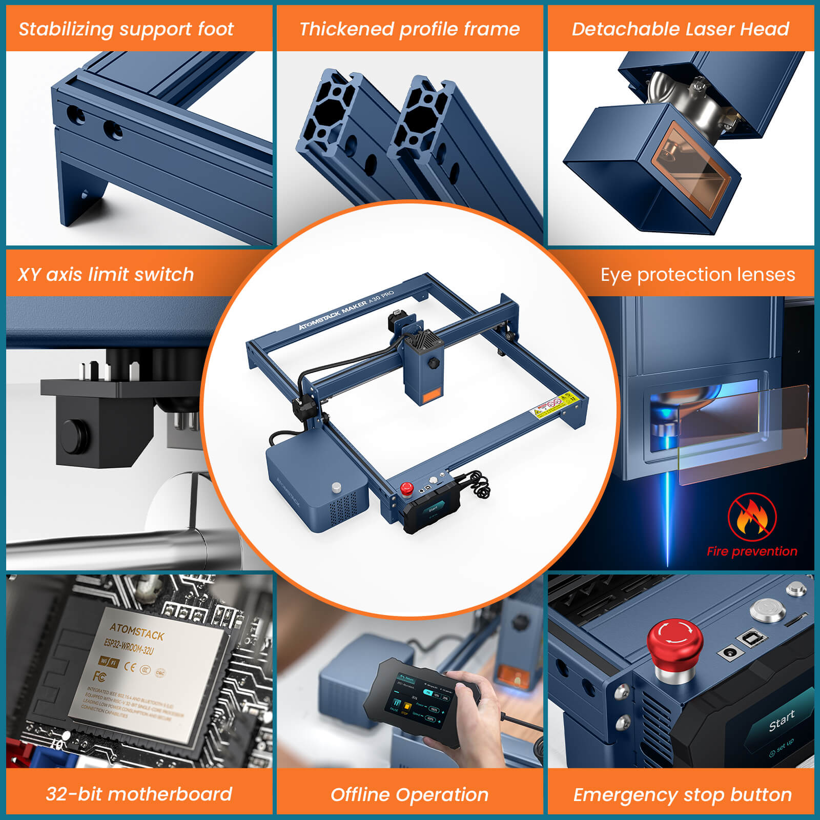 AtomStack A30 Pro Laser Engraving and Cutting Machine with F60 Air Assist Kit