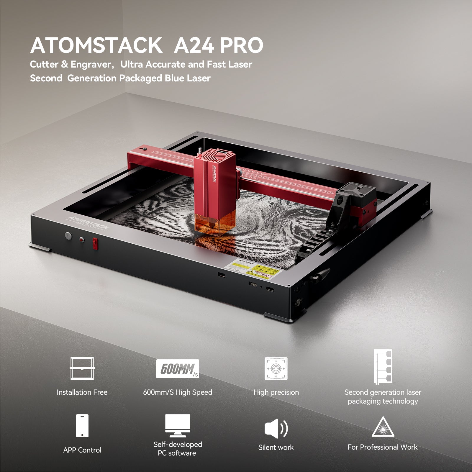 AtomStack A24 Pro Optical Power 24W Unibody Frame Laser Engraver
