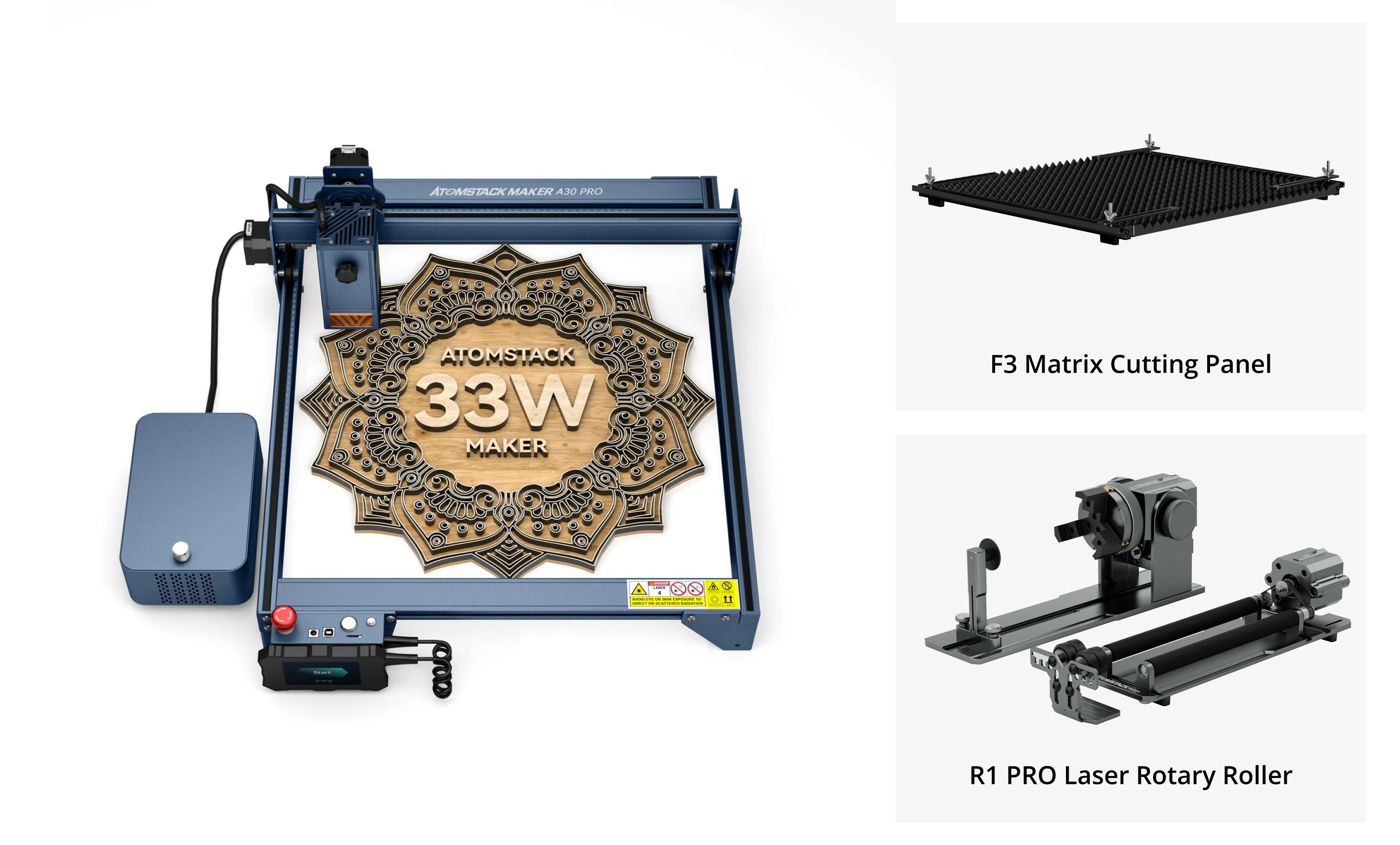 AtomStack A30 Pro Laser Engraving and Cutting Machine with F60 Air Assist Kit