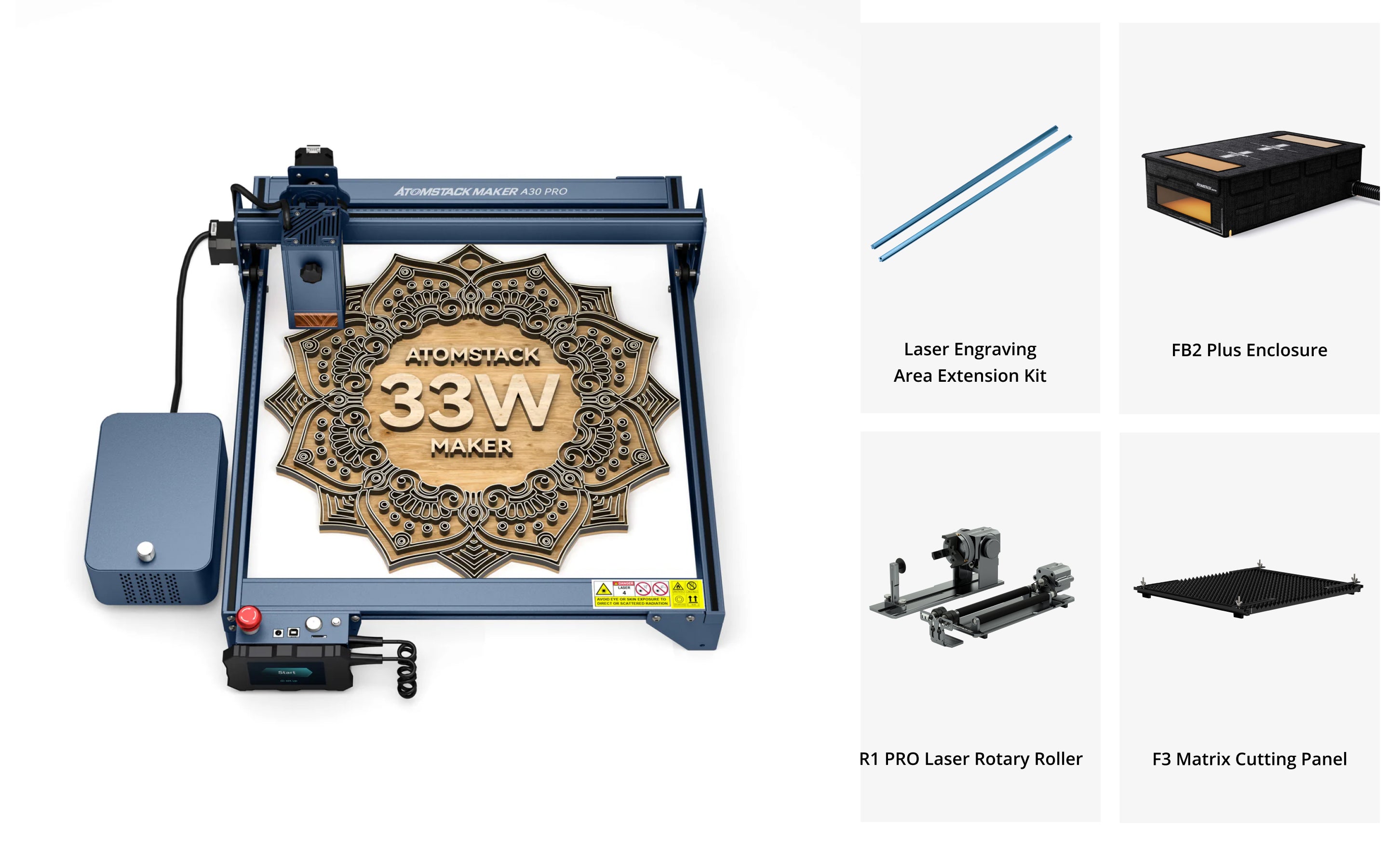 AtomStack A30 Pro Laser Engraving and Cutting Machine with F60 Air Assist Kit