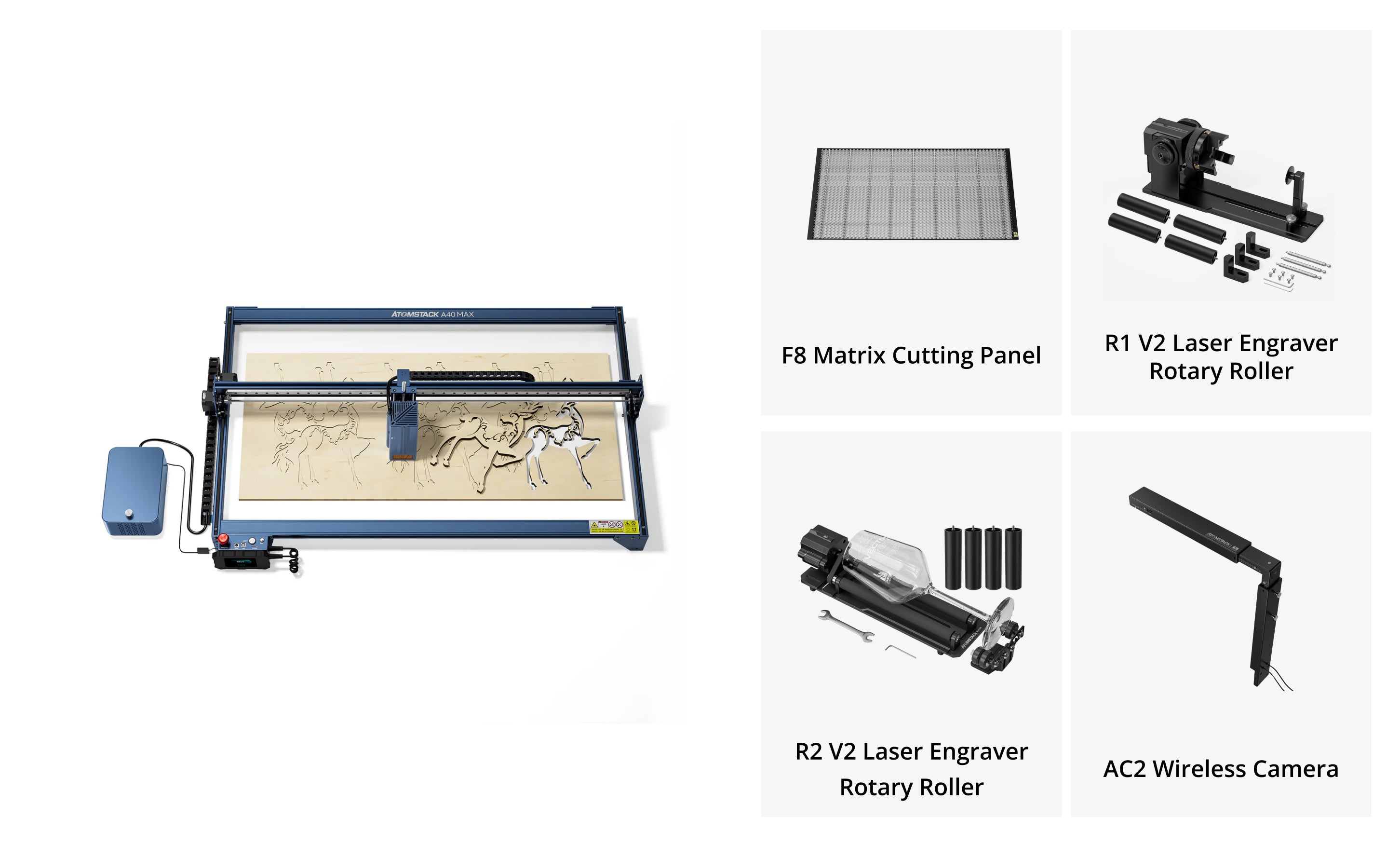 AtomStack A40/S40 Max Large Size Laser Engraving And Cutting Machine with F60 Air Assist Kit