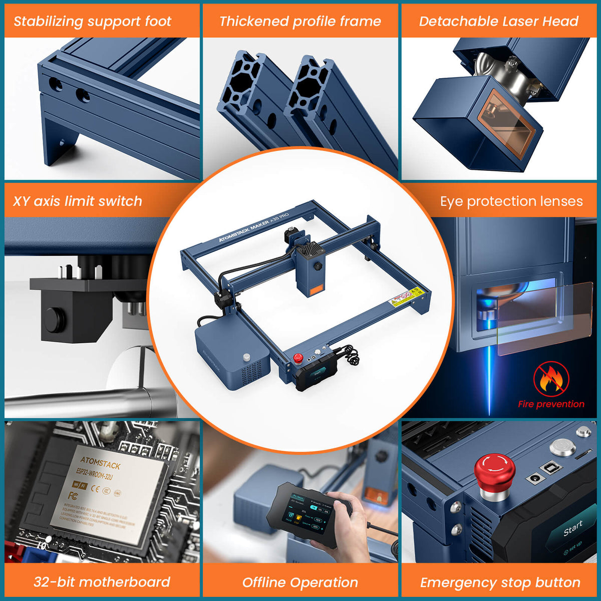 AtomStack A30 Pro Laser Engraving and Cutting Machine with F60 Air Assist Kit