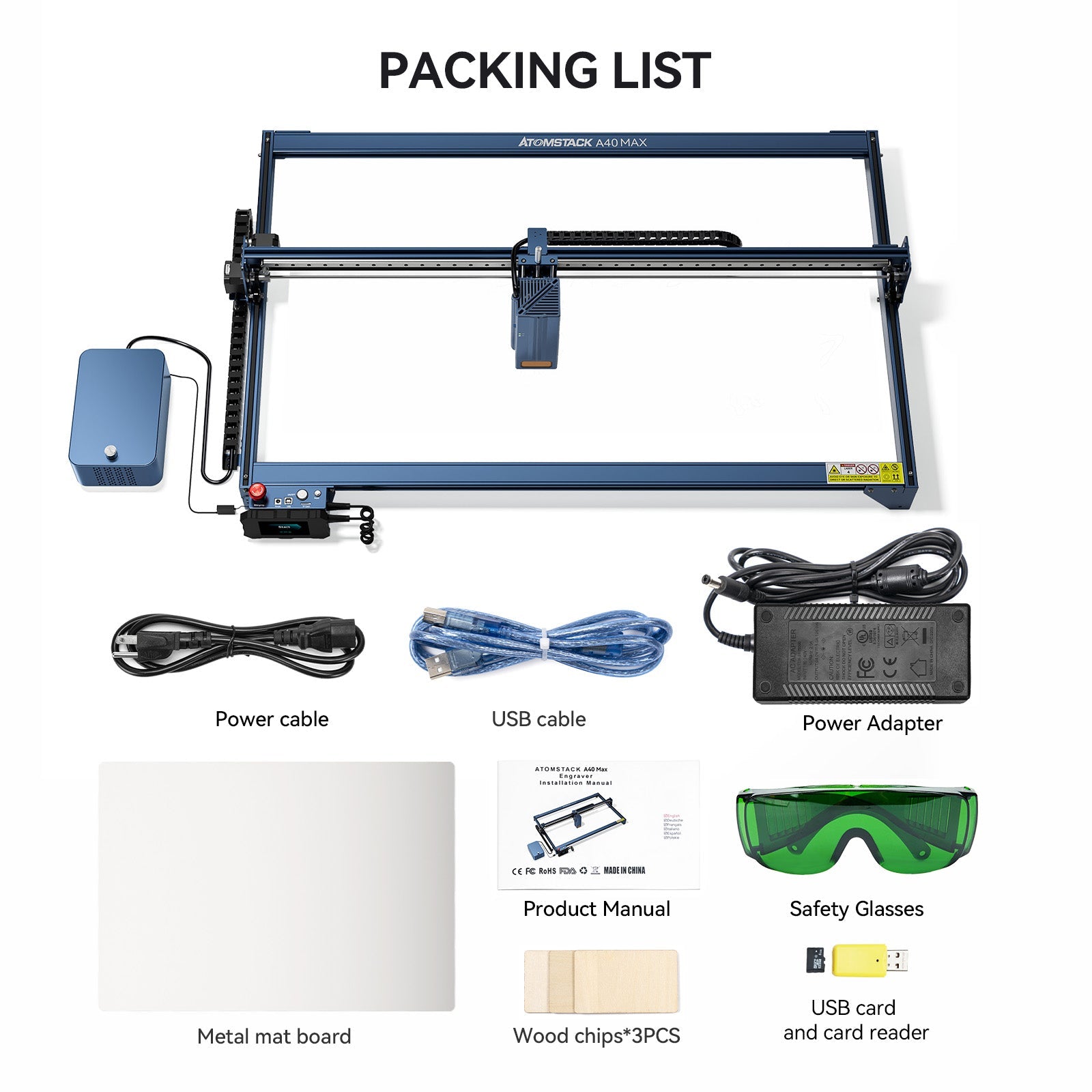 AtomStack A40/S40 Max Large Size Laser Engraving And Cutting Machine with F60 Air Assist Kit