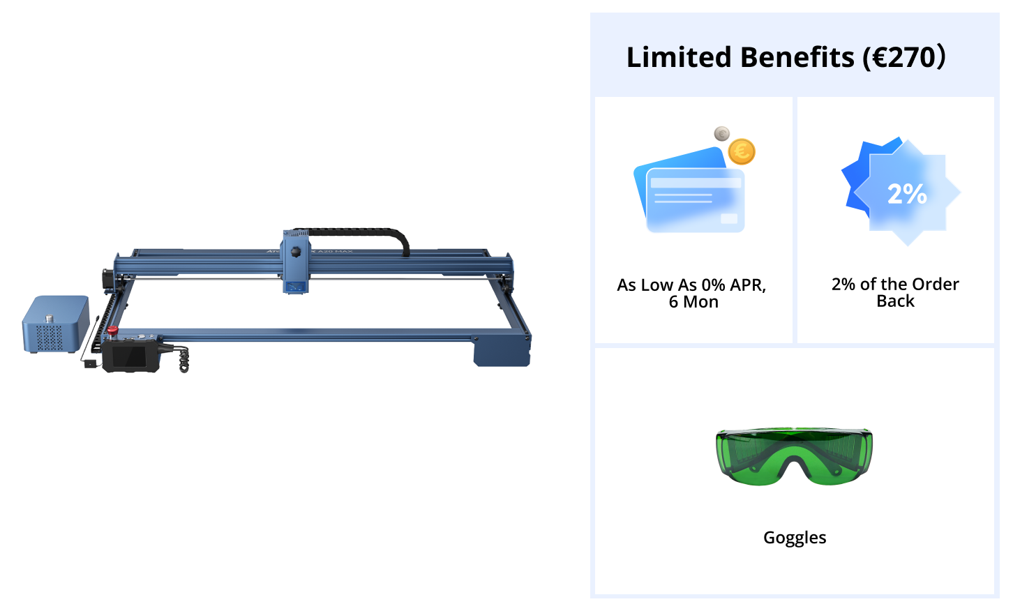 Graveur laser <tc>AtomStack</tc> A20 Max de grande taille avec protection des yeux et assistance pneumatique F60