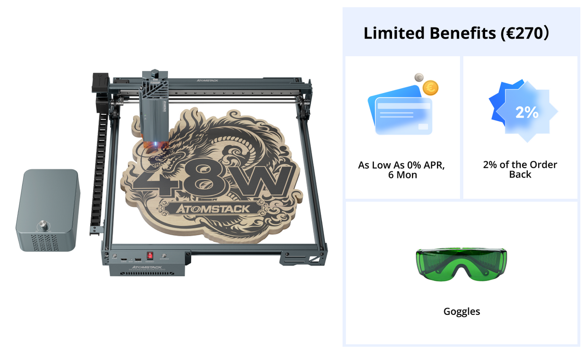 AtomStack A40 Pro V2 Laser Engraver with F60 Air Assist Kit