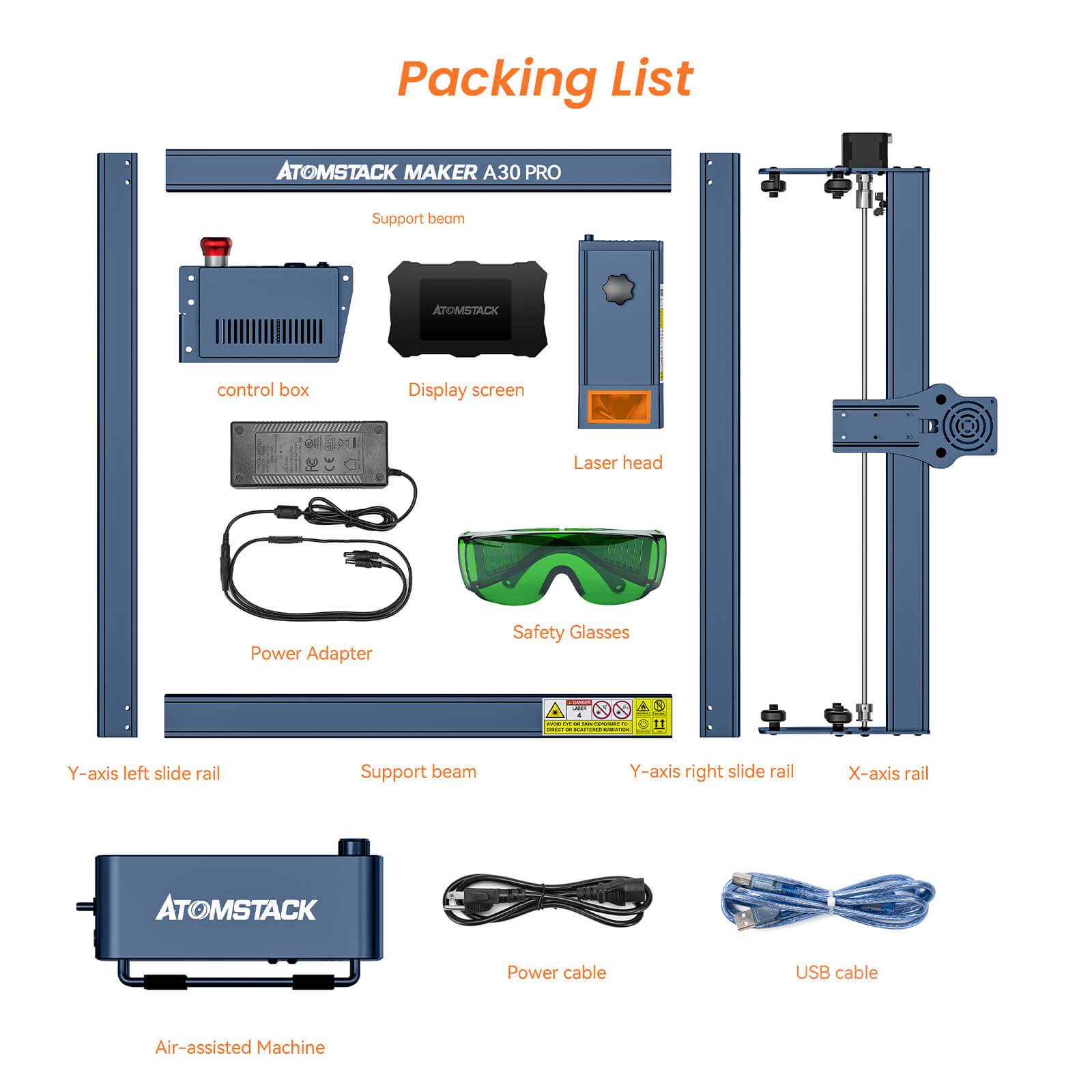 AtomStack A30 Pro Laser Engraving and Cutting Machine with F60 Air Assist Kit